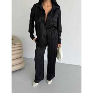 Conjunto de Pijama de Satén con Estampado de Rayas para Mujer 2519 - Product Image 4