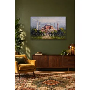 Impresión en Lienzo de Fida, Estilo Pintura al Óleo, Hagia Sophia y Carritos en su Jardín - Product Image 1