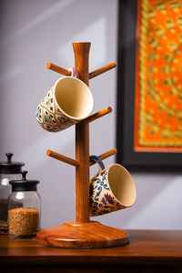 Soporte para Tazas de Madera Maciza de Lujo Hecho a Mano, Organizador de Tazas Ecológico con Opciones Personalizables para Uso Doméstico - Product Image 2