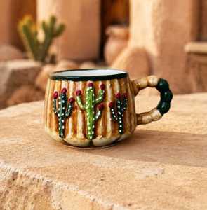 Wholesale Custom 3D Relief Turkish <b>Floral</b> Mediterranean Dishwasher Safe Ceramic Coffee <b>Mug</b> Handmade Hand Painted Spoon Travel - Product Image 3
