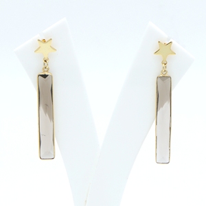 ต่างหูควอทซ์สโมคกี้ | เครื่องประดับทองเหลืองชุบทอง18K สำหรับผู้หญิงสไตล์อินเดียทำด้วยมือ | งานแต่งงาน Dua - Product Image 3