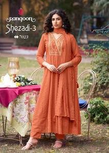 Collection anarkali exclusive pour femmes en gros avec broderie fantaisie, travail à la main et miroir sur le cou idéal pour les tenues de fête. - Product Image 4