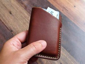 Elegante tarjetero de cuero genuino hecho a mano con bordes bruñidos Organizador de billetera delgada para profesionales 2017 - Product Image 3