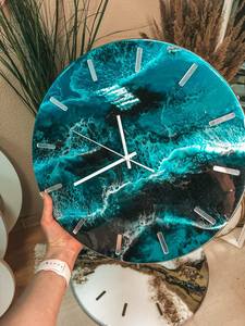 Horloge murale en résine époxy HOME, résine époxy pour salon, meilleure qualité, décoration intérieure, horloge murale personnalisée, meilleure qualité - Product Image 2