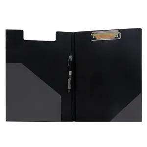 Pu Folding Double Sided Clip Board With Pocket Board Clip With Pen For School Hospital Office A4 Foldable Clipboard