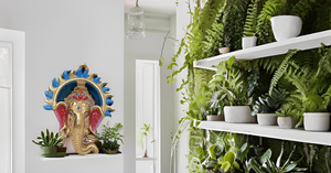 Vintage Style Ganesha Idol Statue Aluminium and Brass Wall Hanging for Door or Wall <b>Decor</b> Gift Idea - Product Image 6