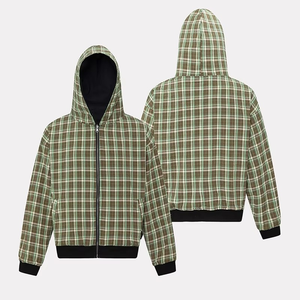 2026 Custom Reverse <b>Hoodie</b> Wear Both Side Men <b>Zip</b> up Double Layer Plaid <b>Hoodie</b> Men French Terry Reversible <b>Hoodie</b> - Product Image 3