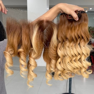 ช่อผมดิบแบบมีผมหยักศกพร้อมผมด้านหน้าและมัดเพื่อทำวิกผม - Product Image 1