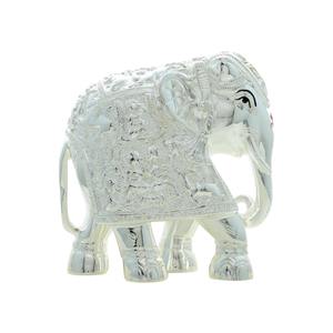 Figura de Elefante de Metal 3D Plateada, Diseño Tradicional Religioso con Trompa Elevada, Acabado Pulido, Amigable con el Vastu, Regalo para Diwali - Product Image 4