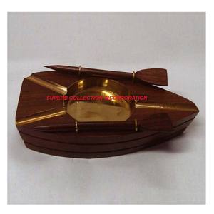 Cendrier rond en bois et acier pour hôtels Nouveau design de table fabriqué en Inde - Product Image 6