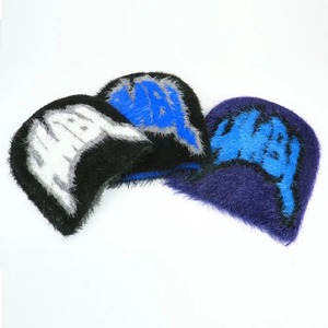 Bonnets tricotés en mohair avec logo OEM & ODM personnalisé pour hommes Chapeaux de créateurs tricotés pour l'hiver Bonnet unisexe en mohair - Product Image 2