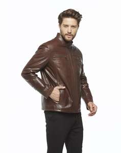 <b>Men's</b> Classic <b>Bomber</b> Leather <b>Jacket</b> New Design Comfortable Slim Soft Leather in Plus Size Breathable for Winter <b>jacket</b> for <b>men</b> - Product Image 2