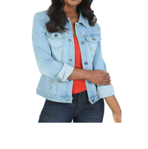 BD Chaqueta vaquera azul claro informal para mujer 100% algodón acolchado transpirable manga larga impresión Digital nuevo diseño forro de LICRA - Product Image 4