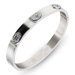 Brazalete Unisex de Acero Inoxidable con Diseño de Ojo Turco Chapado en Oro, Joyería de Moda - Product Image 1