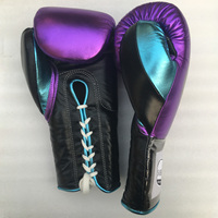 Guantes de Boxeo de Cuero Brillante de Alta Calidad, Guantes de Boxeo Metálicos con Cordones, Guantes de Boxeo con Logotipo Personalizado, Guantes de Boxeo con Color Personalizado