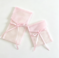 Sacs cadeaux en organza avec rabat personnalisé, ruban en satin et nœud, pochette en organza transparente pour bijoux et maquillage