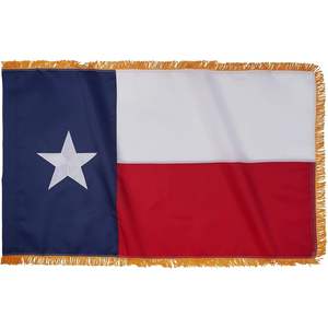 Bandera de Texas de Lujo de 3x5 Pies con Flecos Dorados, Poliéster Resistente, Estrellas Bordadas, Funda para Asta - Product Image 1