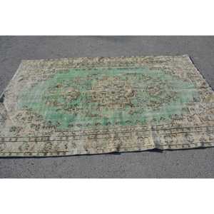 Alfombra Turca de 5.2x8.1 pies (158x248 cm), Alfombra Vintage con Estampado Animal Verde - Product Image 3