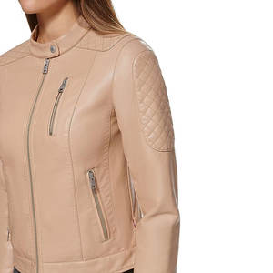 Veste en cuir pour femme unisexe à manches longues avec fermeture éclair sur le devant Vêtements d'extérieur à la mode Style décontracté pour l'automne Vêtements de travail et tenue - Product Image 6