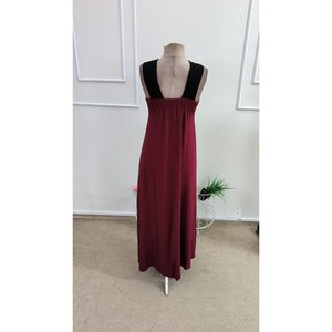 Robe longue bicolore en viscose pour femme avec détail croisé sur le devant, 36881 - Bourgogne - Product Image 5