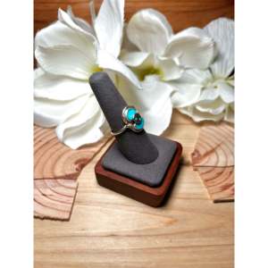 Effie C. Kingman Gold-Plated Turquoise & Sterling <b>Silver</b> <b>Statement</b> <b>Ring</b> with Bezel Setting for Everyday Wear - Product Image 2