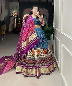 Trendsetting Lehenga Choli: Vintage Party Wear Lehenga Choli Set with Ready-to-Wear One-Piece Design.