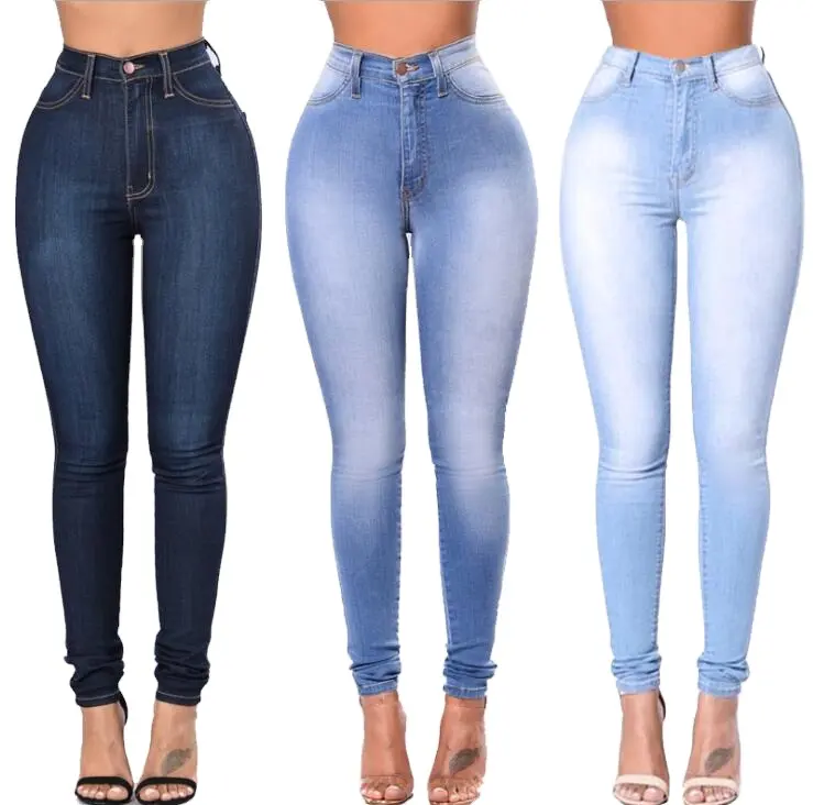 Calça jeans justa para mulheres, calça jeans de cintura alta para mulheres e meninas, roupa casual, de melhor qualidade, larga