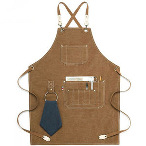 Custom Cotton Canvas Cross Back Adjustable Kitchen <b>Cooking</b> <b>Apron</b> with Pockets - Product Image 2