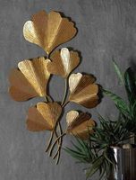 Décoration murale moderne en métal en forme de feuille de Ginkgo dorée, cadre personnalisable couleur/taille, pour mariage, anniversaire, Diwali, salon, art floral