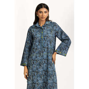 ชุดเซ็ตผ้าฝ้ายพิมพ์ลายสีน้ำเงินสำหรับผู้หญิง ชุดลำลอง 2 ชิ้น สำหรับฤดูใบไม้ผลิ/ฤดูร้อน ไซส์ XS - Product Image 4