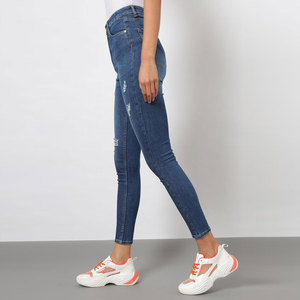 Pantalones vaqueros desgastados de pana XL para mujer, ropa de calle de invierno de secado rápido, decoración de logotipo, precio bajo, cantidad a granel plana - Product Image 2