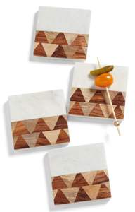 Sous-verre en marbre et bois de qualité supérieure, durable, diamètre 400 mm, épaisseur 10 mm, pour les amateurs de thé/café, usage quotidien à la maison - Product Image 3