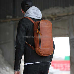 Mochila para ordenador portátil de piel de vaca auténtica estilo Crazy Horse, cremallera personalizable, venta al por mayor para estudiantes universitarios para viajes al aire libre - Product Image 3