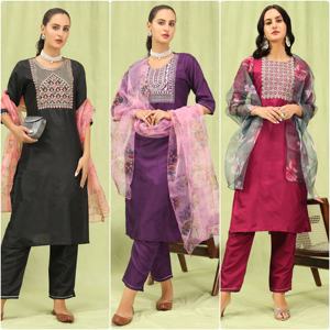 Ensemble Kurti pantalon en soie pour femmes, broderie florale, vêtements de tous les jours, ensemble coordonné, au meilleur prix, belle collection d'été, personnalisé - Product Image 2