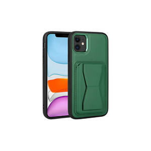 Étui portefeuille en cuir PU de qualité supérieure NXXA Memo Series pour iPhone 12 vert foncé avec porte-cartes et support pour téléphone portable - Product Image 1