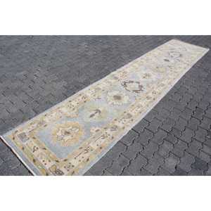 Alfombra Turca Vintage de 2.8x13.2 pies, Alfombra de Pasillo, Alfombra con Puntos Azules - Product Image 3