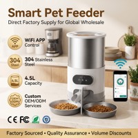 Distributeur automatique de nourriture pour animaux de compagnie en acier inoxydable 4,5 L, contrôle par application WiFi, distributeur intelligent de nourriture, approvisionnement direct d'usine