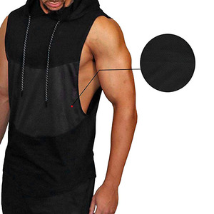 เสื้อมีฮู้ดแขนกุดสำหรับผู้ชายเสื้อกล้ามเพาะกายเสื้อกล้ามไม่มีแขน - Product Image 5