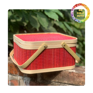 Panier pique-nique en bambou solide avec poignée | Pour la préparation du pique-nique et le cadeau | Grande et petite taille disponible - Product Image 6