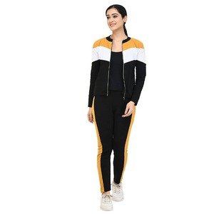 Custom Wholesale Women Colorblock Zip Up Jacket Slim Fit Sweatpants Olive Green Black Breathable Tracksuit Manufacturer - Product Image 2