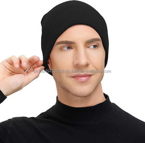 Bonnets d'hiver avec logo de créateur pour hommes femmes bonnets en tricot uni doux à revers casquettes en acrylique personnalisables pour hommes femmes - Product Image 3