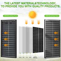 Panneau solaire RVPOZWER All Solar 100W, 22% d'efficacité, verre trempé rigide, demi-cellule, bifacial, silicium monocristallin, étanche