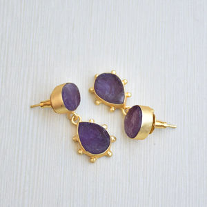 Boucles d'oreilles pendantes en laiton en gros, fabriquées à la main, semi-précieuses, plaquées or, style tendance, haute qualité - Product Image 6