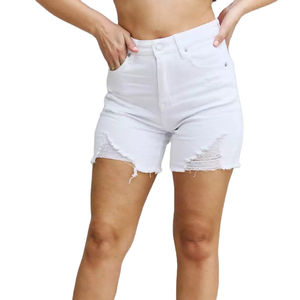 Pantalones cortos desgastados de cintura alta de tamaño completo, pantalones cortos de moda para mujer, pantalones cortos súper de cintura alta para mujer con piedra personalizada 2026 - Product Image 2