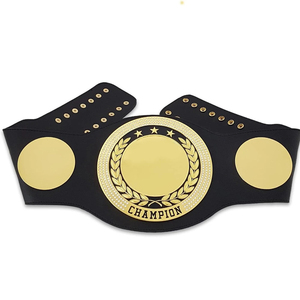 Ceinture de champion personnalisée en PU noir, durable, pour la lutte, le MMA, les arts martiaux, équipement d'entraînement unisexe, ceinture poids lourd - Product Image 1