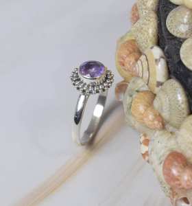 แหวนพลอยอเมทิสต์สเตอร์สีเงินสเตอร์ลิง925อัญมณีเหลี่ยมเพชรพลอยเครื่องประดับดีไซน์เนอร์สำหรับผู้หญิง - Product Image 2