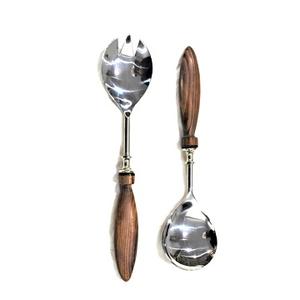 Manche de mélange en bois Offre Spéciale et résine et acier inoxydable avec finition argentée pour mélanger et cuire la salade ou cuillères de service - Product Image 3