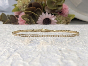 Lurba Jewels 14K <b>Solid</b> Yellow <b>Gold</b> Round Cut Tennis Bracelet Luxury Stackable Wedding Unisex Custom Fine Jewelry - Product Image 5