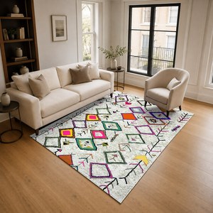 Tapis RUGS DEPOT LXDP-0023, vente en gros, multicolores, neutres, vintage, patchwork, imprimés numériquement, lavables en machine, en chenille, antidérapants - Product Image 2