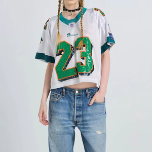 Maillot de football personnalisé pour femmes, taille plus, coupe ample, respirant, en maille de polyester, maillot de football pour streetwear, t-shirt - Product Image 2